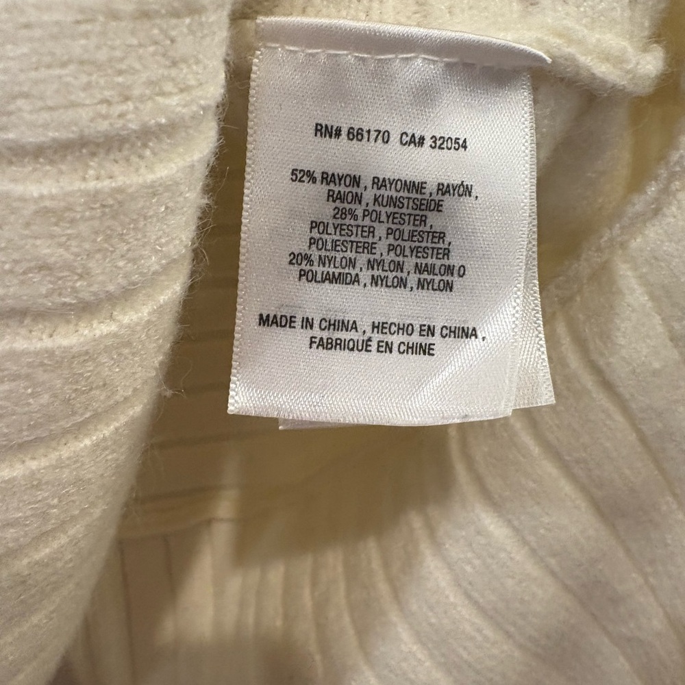 Moth by Anthropologie $98 Ivory Ribbed Cowl Neck Sweater M EUC Rayon Blend - Picture 7 of 10